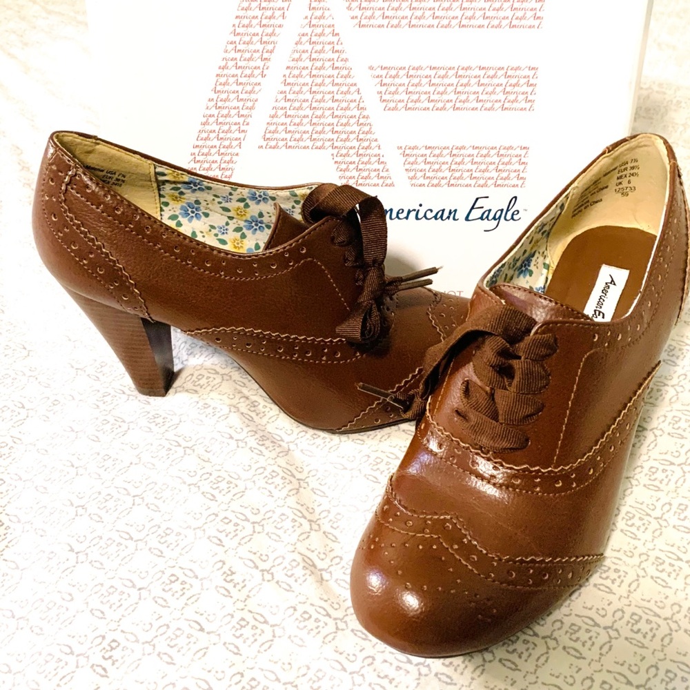 Brown Heeled Oxford Heels